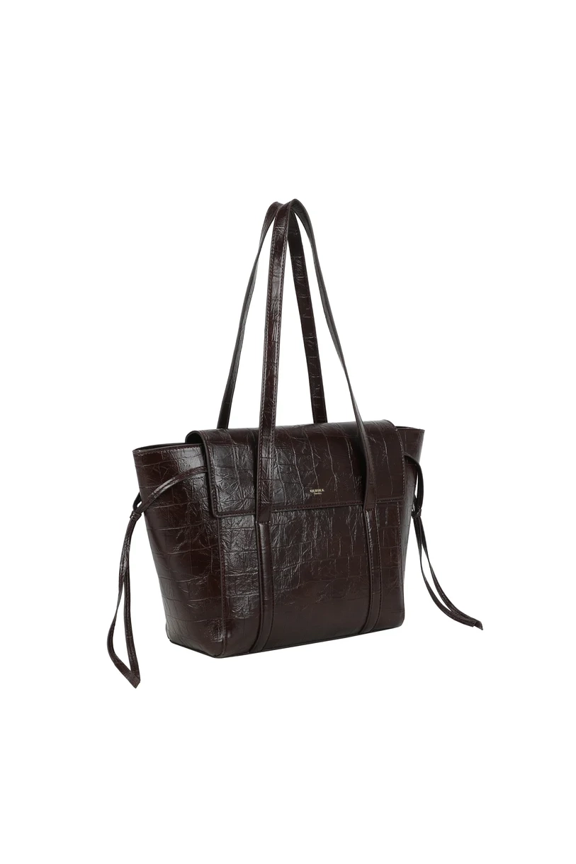 Ulrika Design Handväska/Tote bag Croco - Mörkbrun