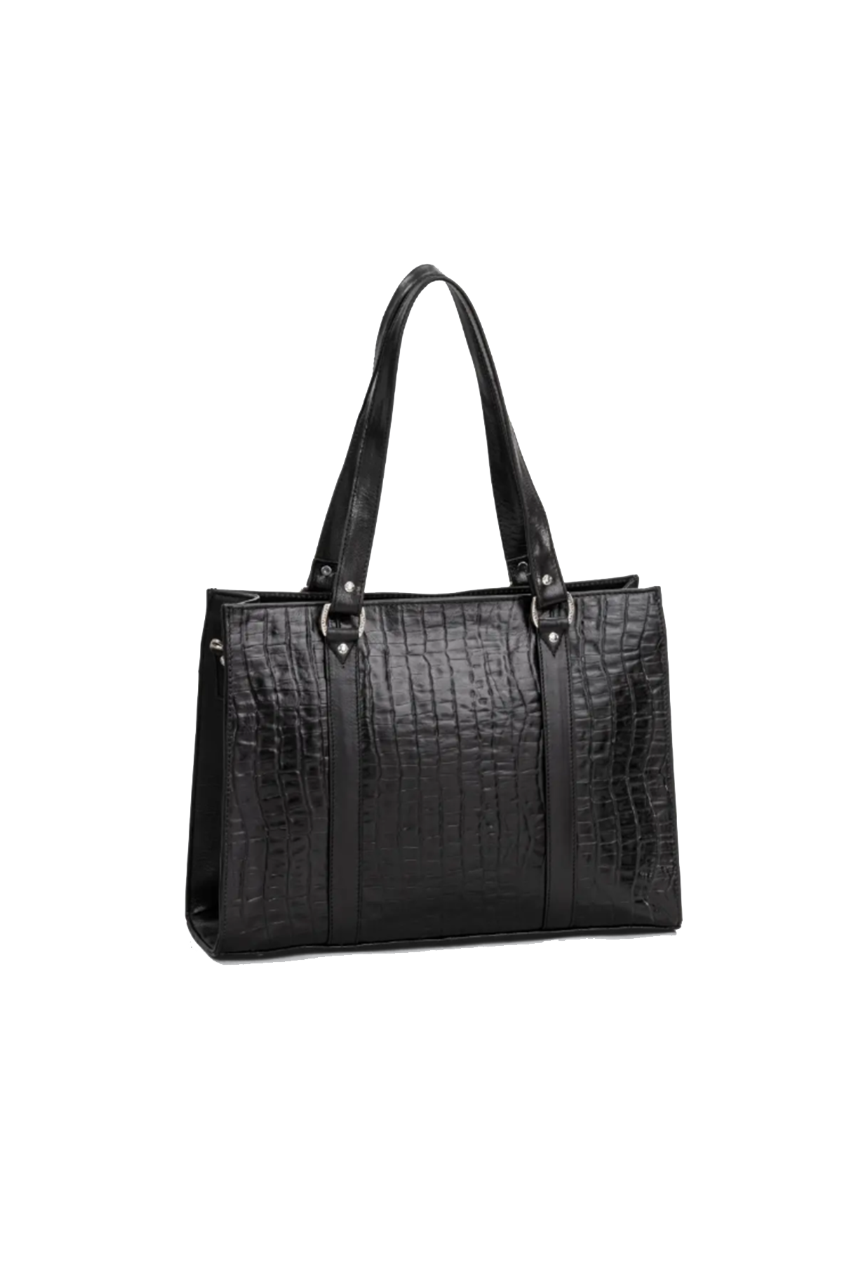 The Monte Handväska/Tote bag 13,3" i skinn, Croco - Svart